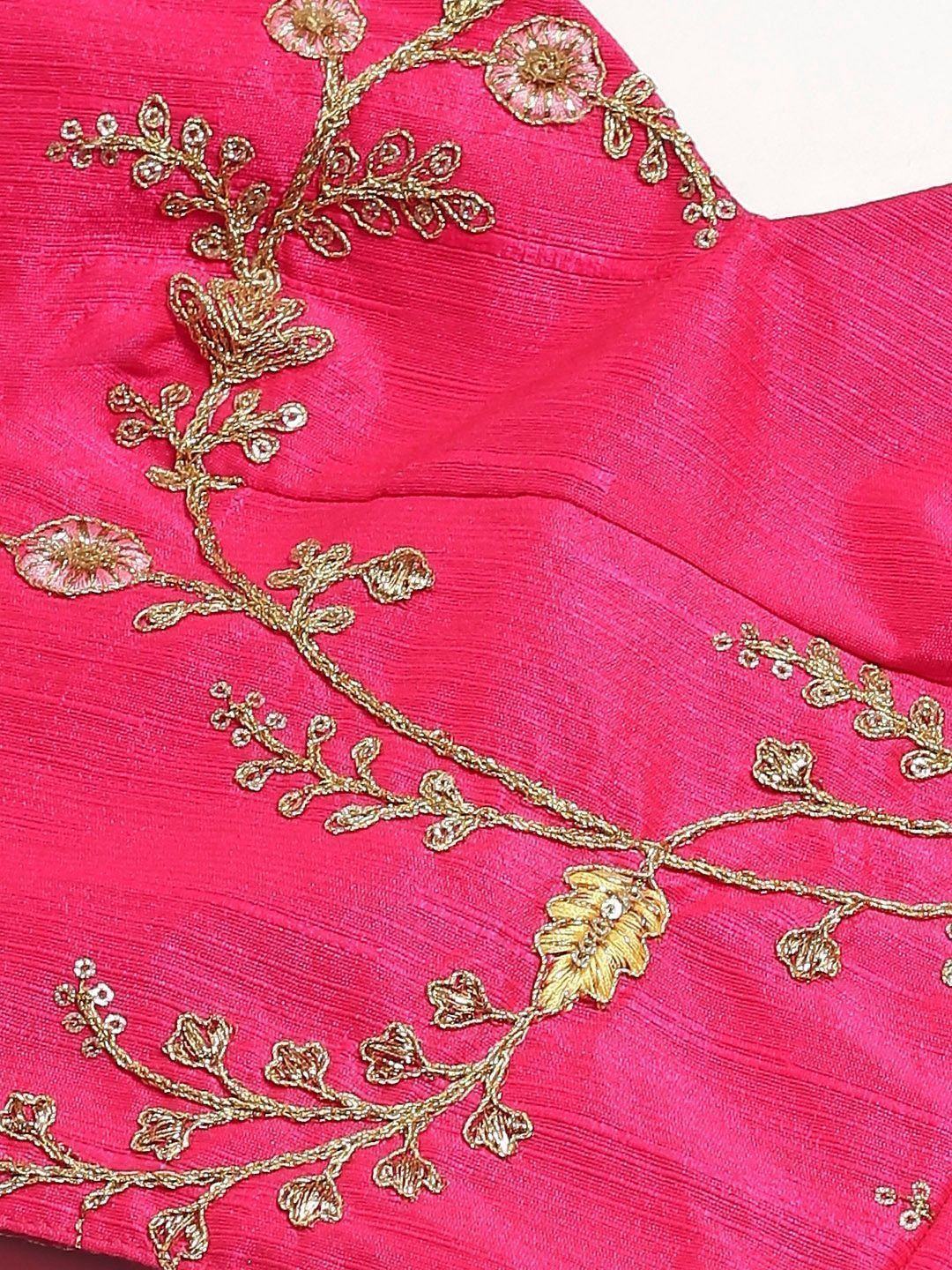 Pink Semi-Stitched Myntra Lehenga & Unstitched Blouse with Dupatta