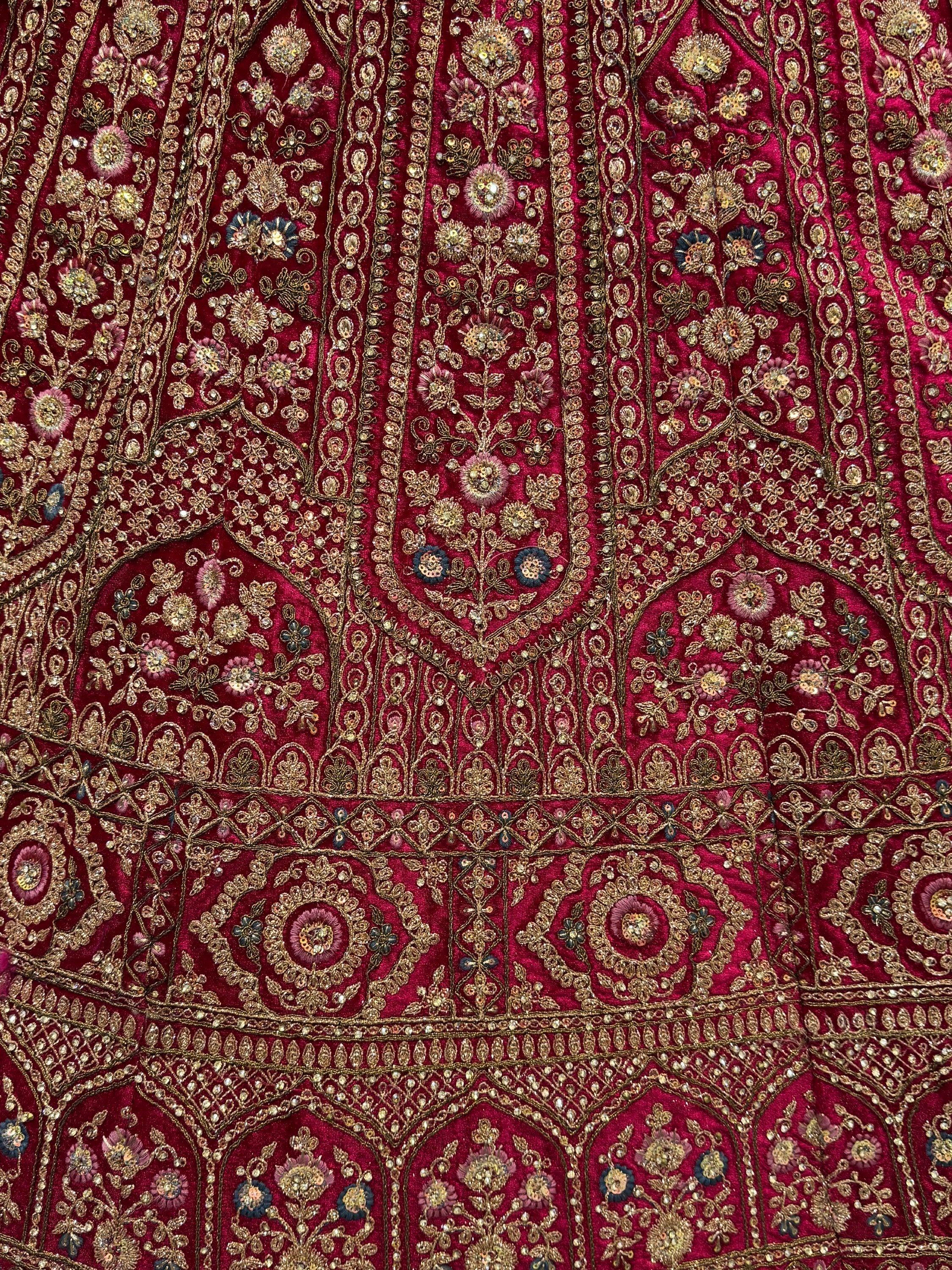 Precious Pink Dori Work Velvet Bridal Lehenga Choli With Double Dupatta