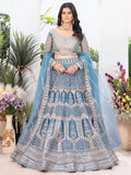 Precious Sky-Blue Sequins Net Engagement Wear Lehenga Choli With Dupatta