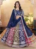 Pretty Multi-Color Thread Embroidered Georgette Wedding Lehenga Choli
