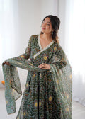 Printed Georgette Gown with Pant and Dupatta