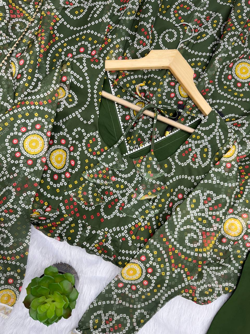 Printed Georgette Gown with Pant and Dupatta