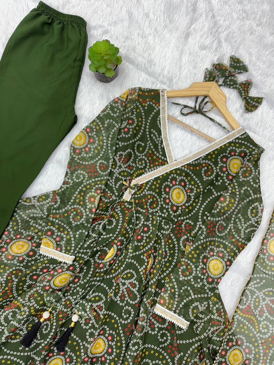 Printed Georgette Gown with Pant and Dupatta