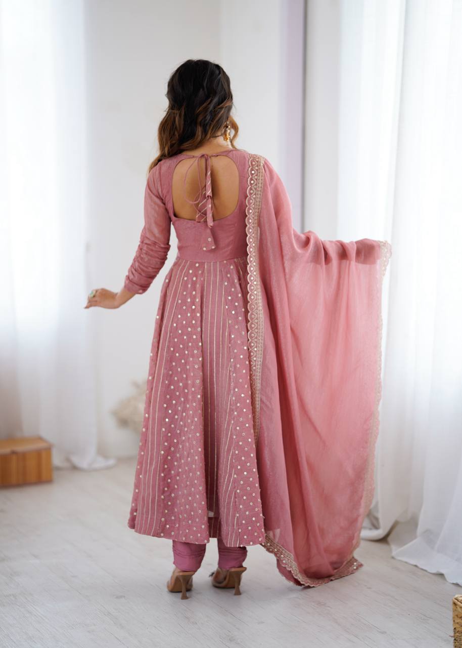 Anarkali Gown with Crunchy Silk and Embroidery