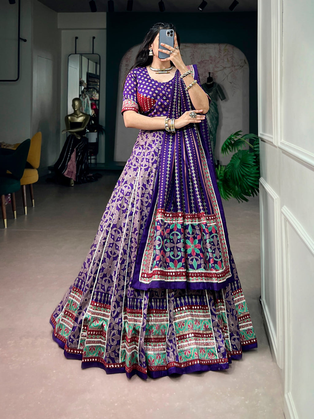 Navratri Special Tasar Silk Lehenga Choli