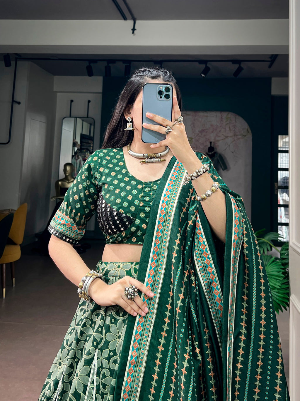 Navratri Special Tasar Silk Lehenga Choli
