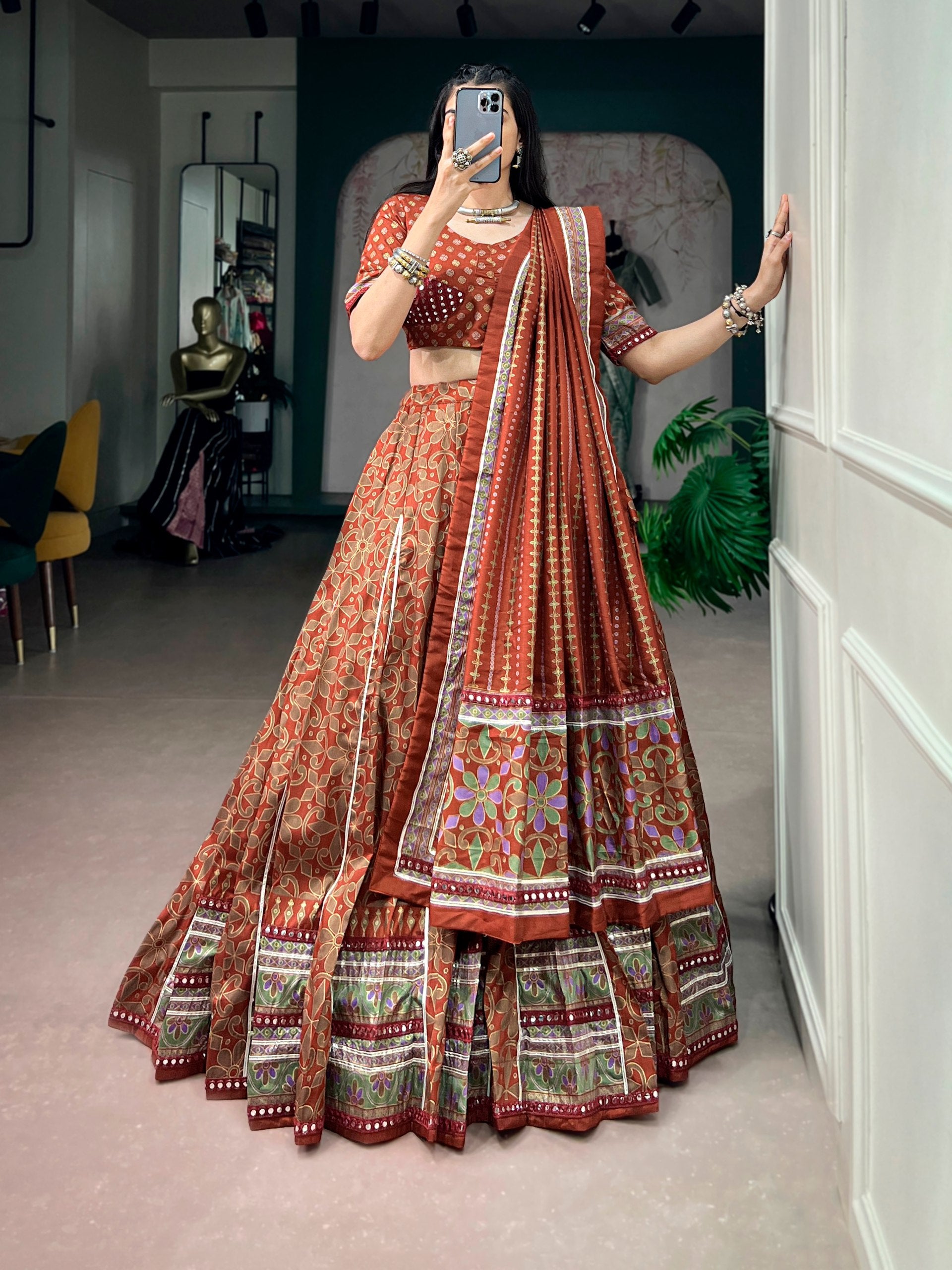 Navratri Special Tasar Silk Lehenga Choli