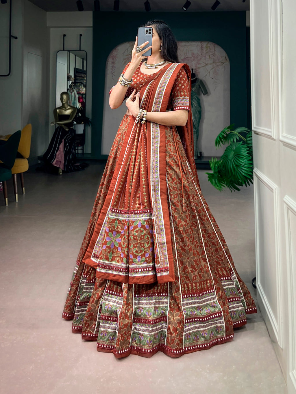 Navratri Special Tasar Silk Lehenga Choli
