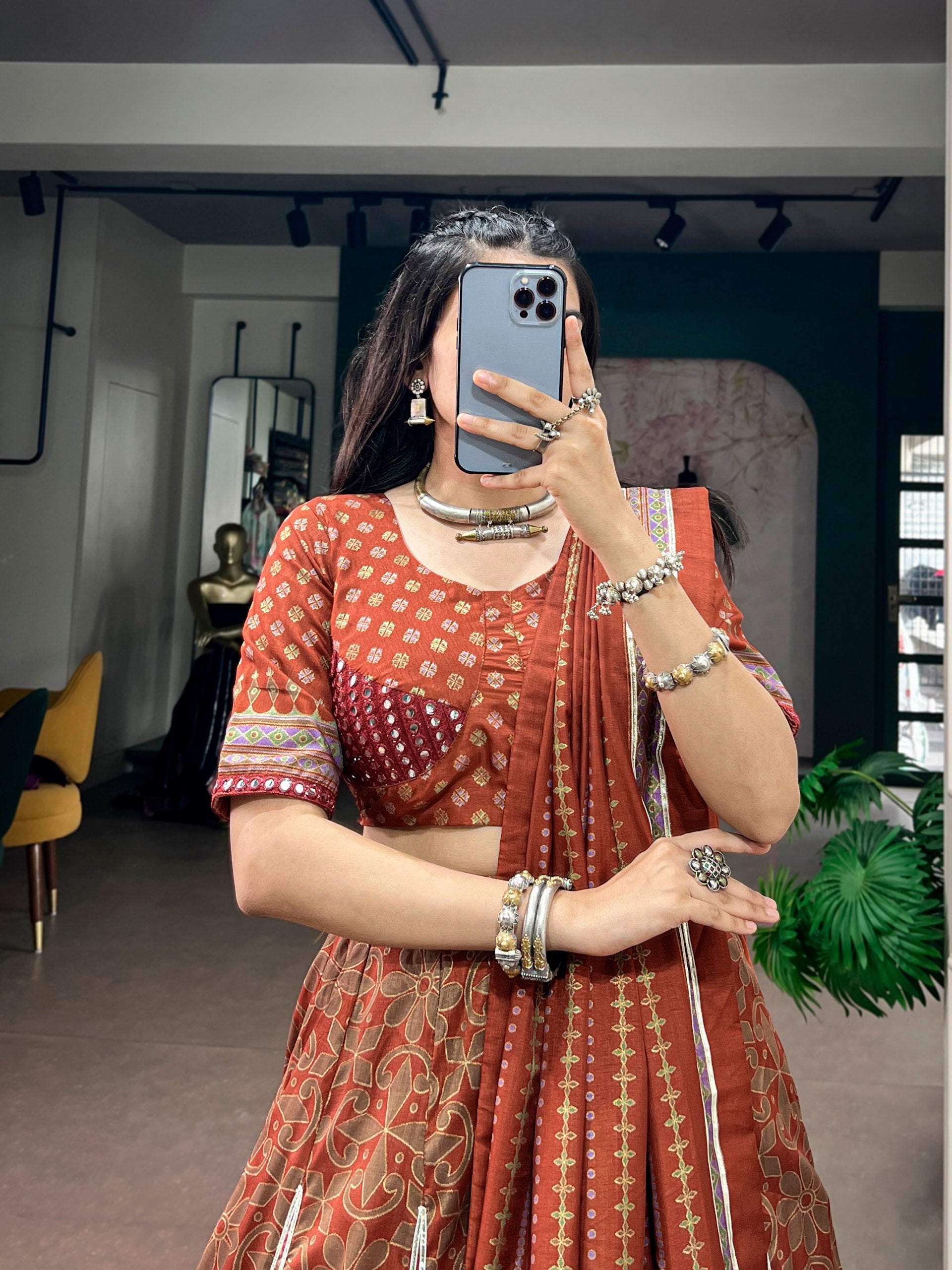 Navratri Special Tasar Silk Lehenga Choli