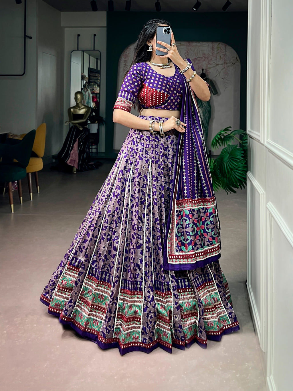 Navratri Special Tasar Silk Lehenga Choli