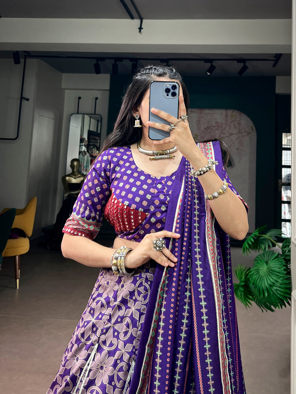 Navratri Special Tasar Silk Lehenga Choli