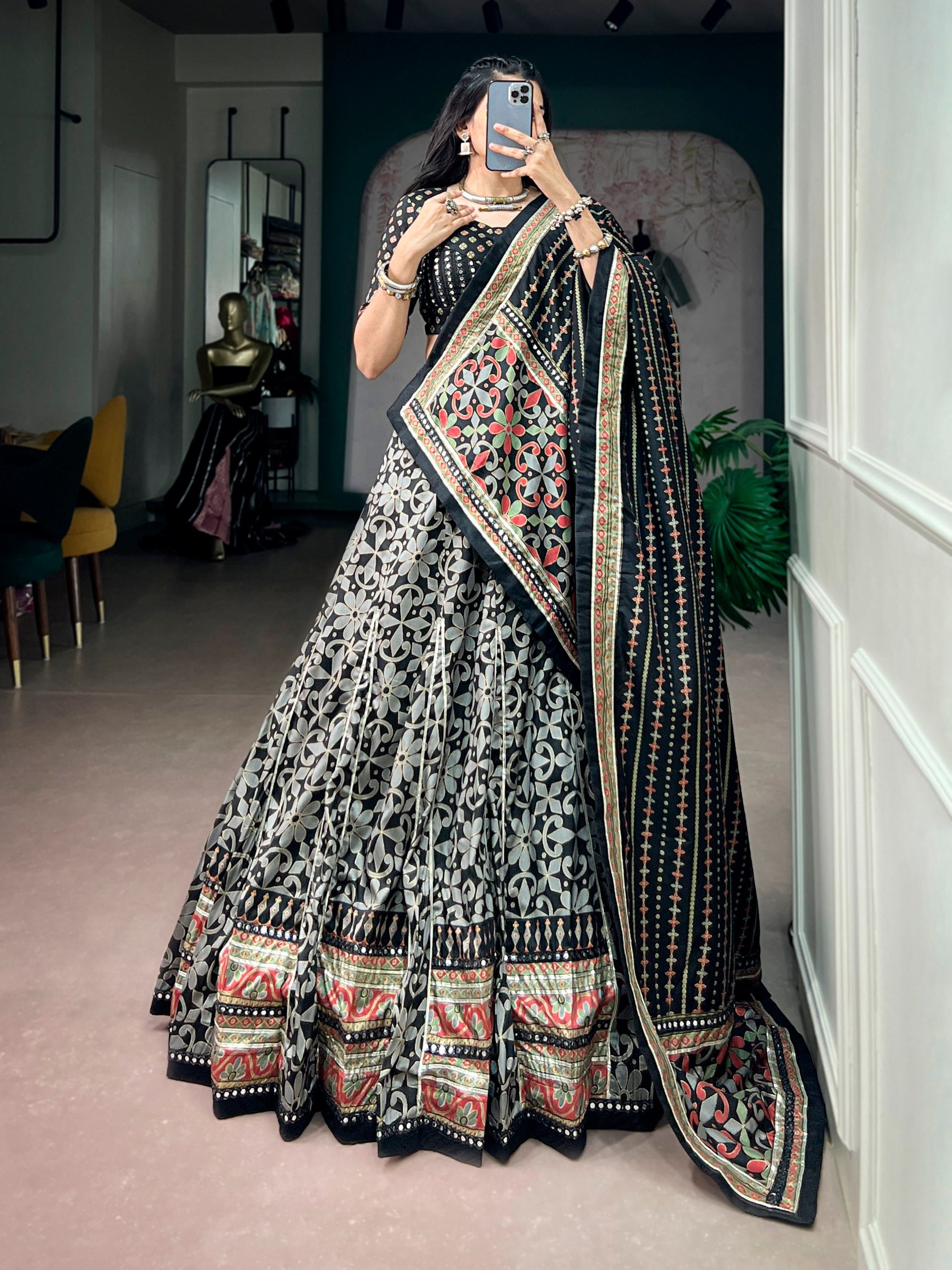 Navratri Special Tasar Silk Lehenga Choli