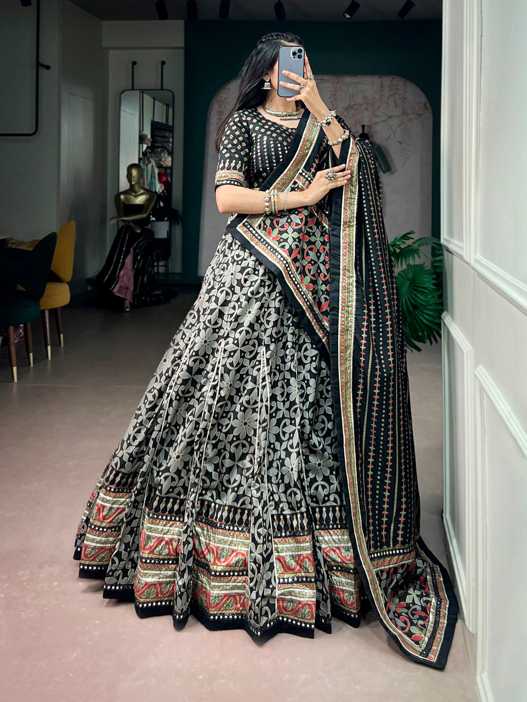 Navratri Special Tasar Silk Lehenga Choli