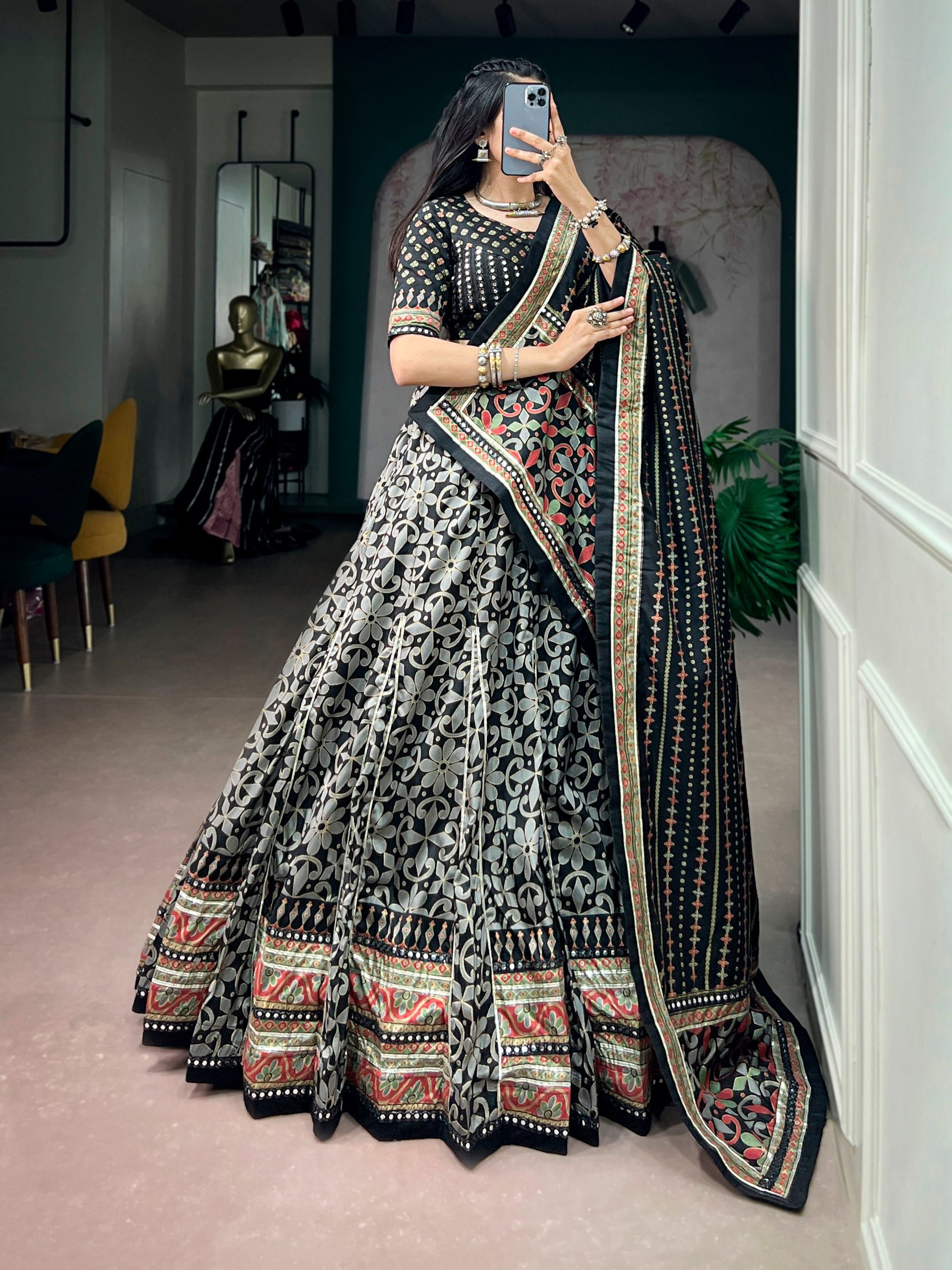 Navratri Special Tasar Silk Lehenga Choli