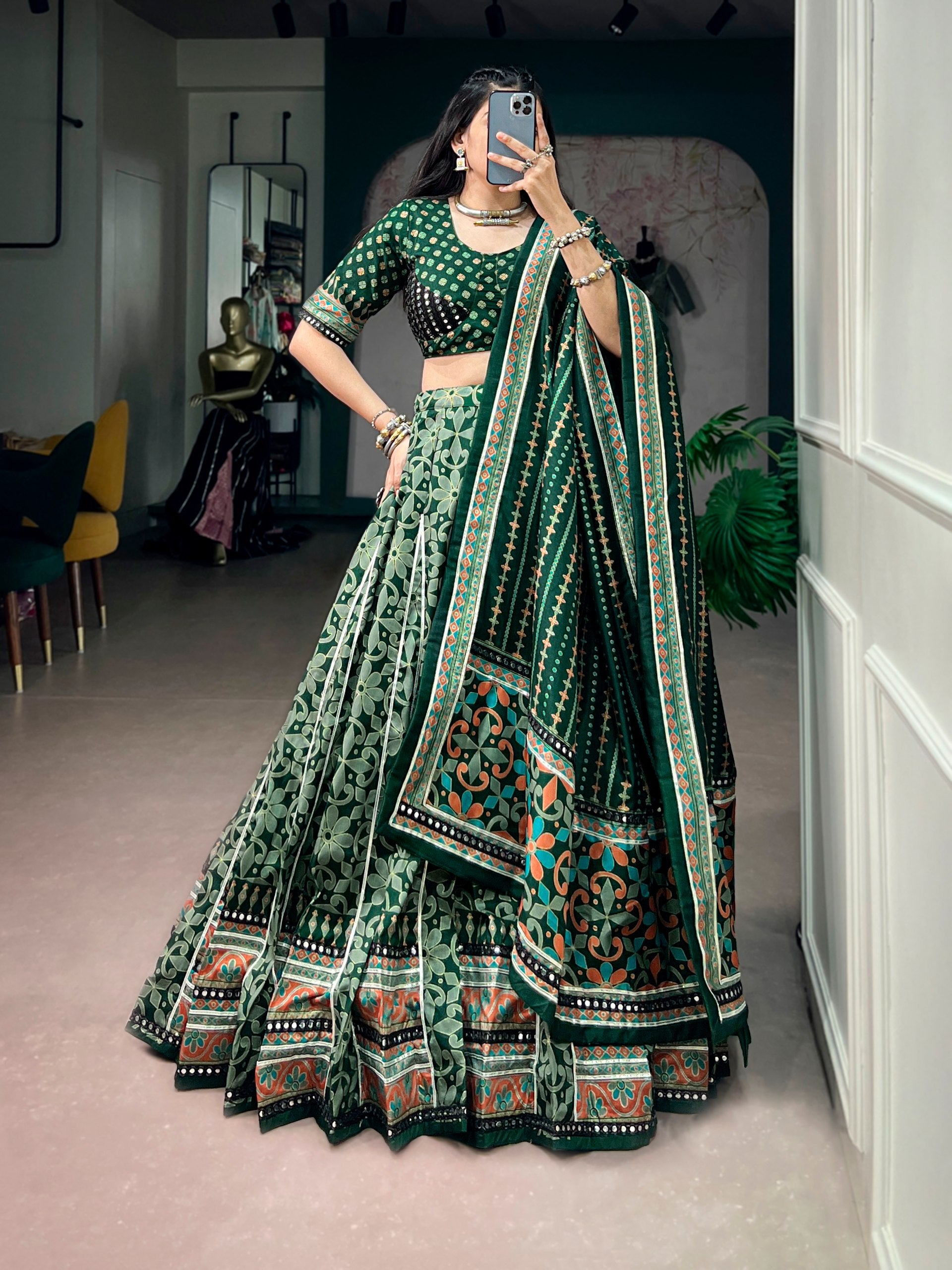Navratri Special Tasar Silk Lehenga Choli