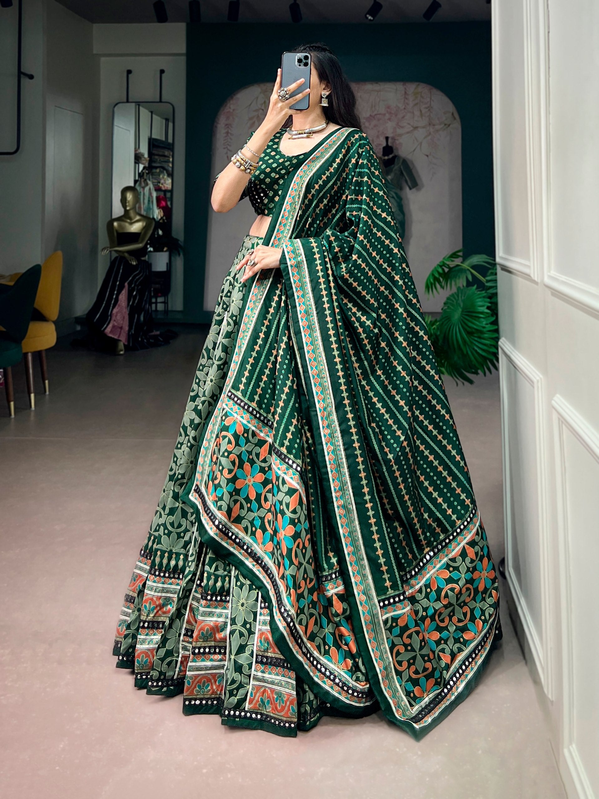 Navratri Special Tasar Silk Lehenga Choli