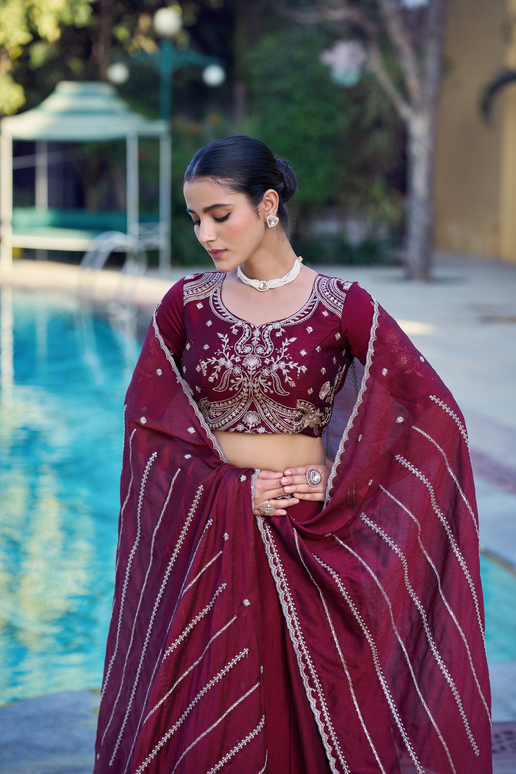 Rangoli Crush Lehenga Choli with Embroidered Sequins Belt