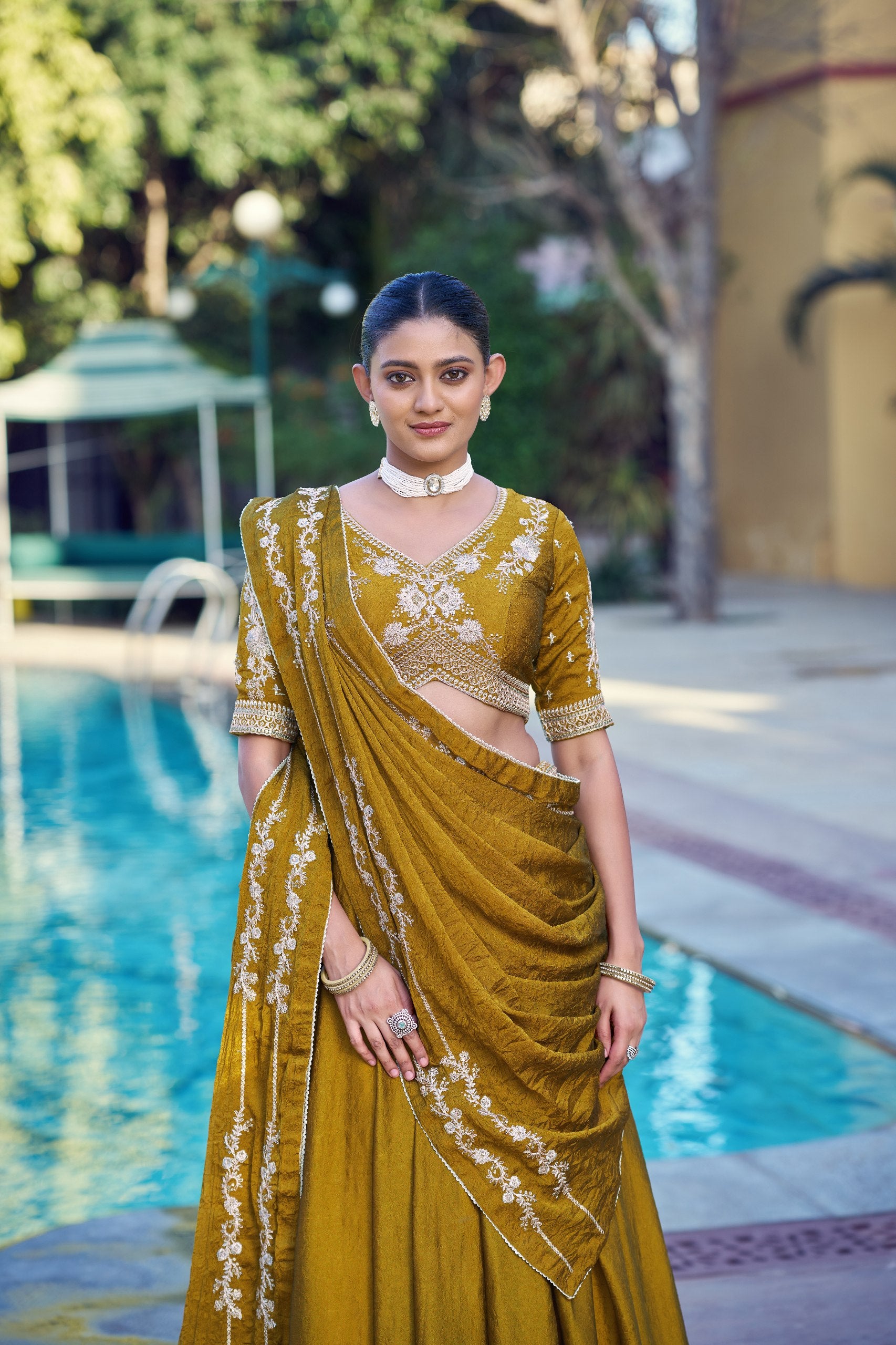 Rangoli Crush Lehenga Choli with Embroidered Sequins Belt