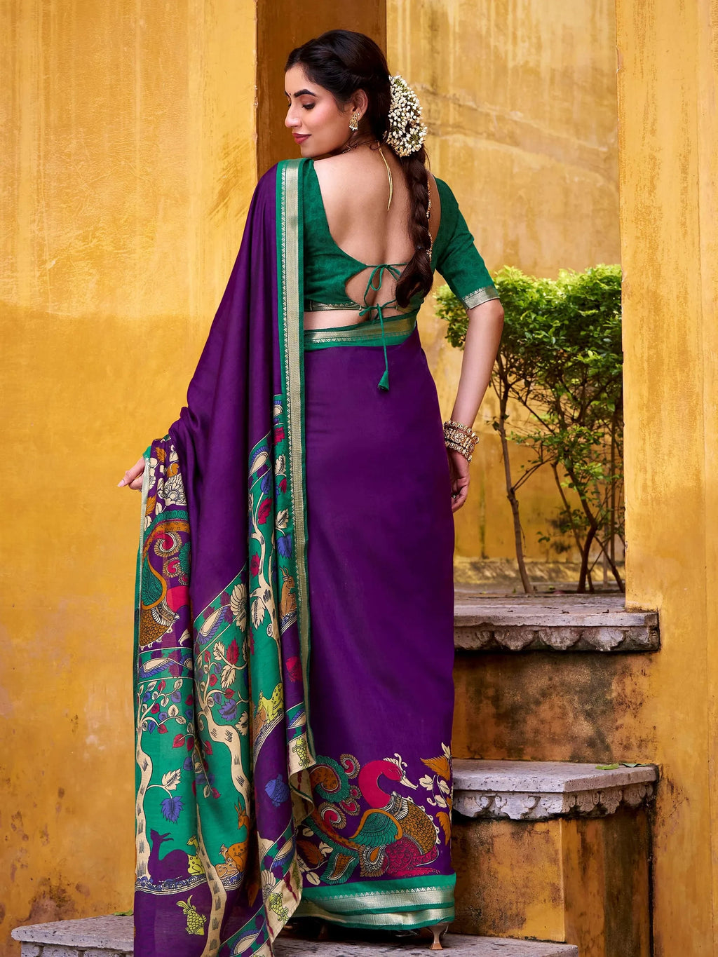 Purple Enchanting Chanderi Weaving Saree With Blouse