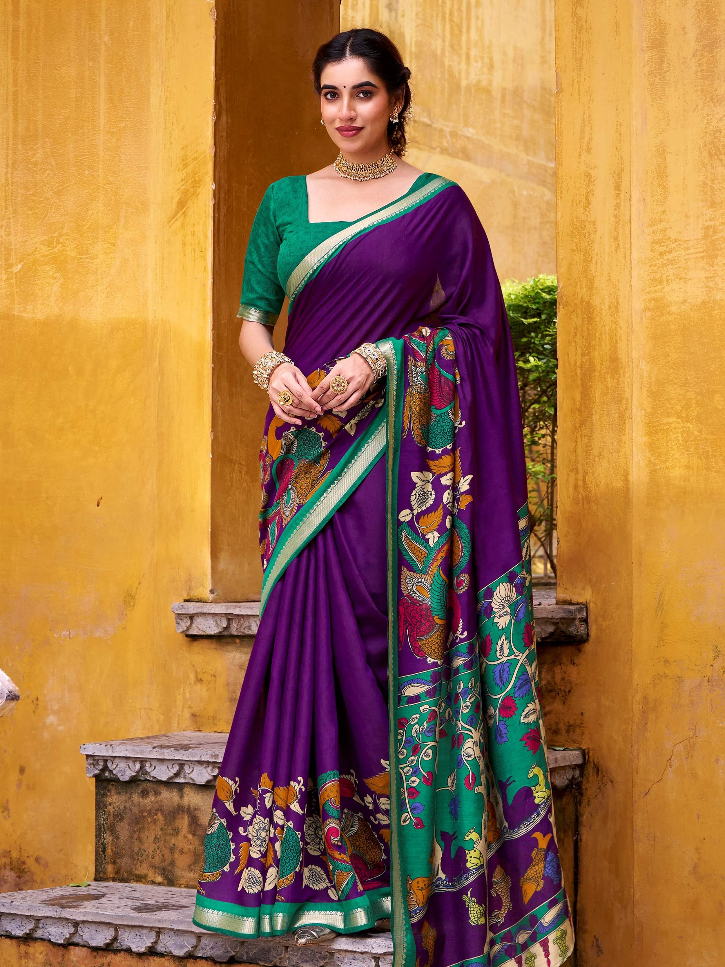 Purple Enchanting Chanderi Weaving Saree With Blouse