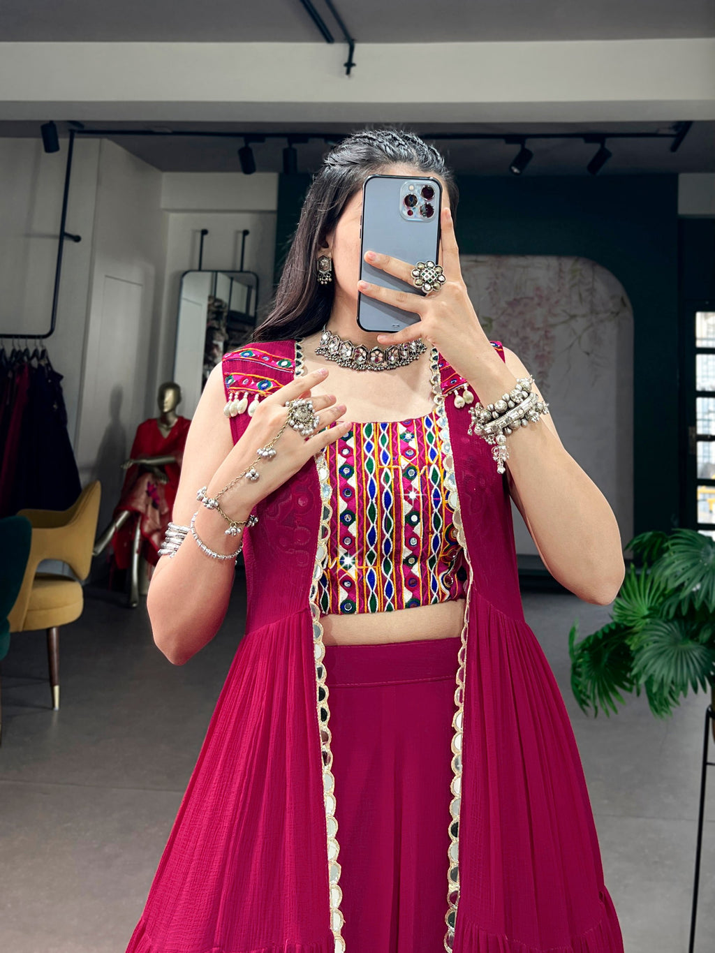 Raas Rani Gamthi Blouse Lehenga with Long Koti