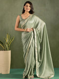 Radiant Pastel Green Chiffon Traditional One Minute Saree