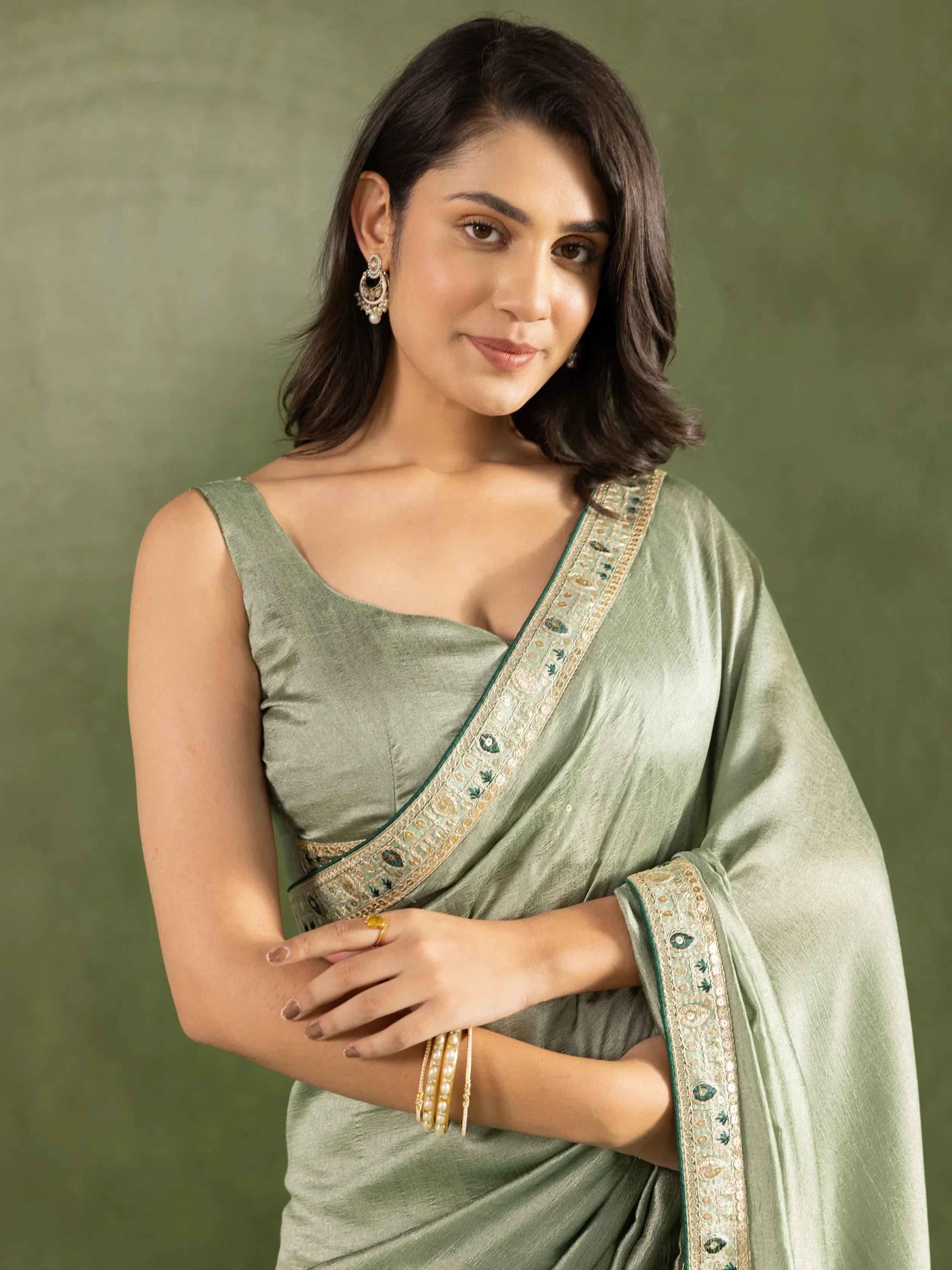 Radiant Pastel Green Chiffon Traditional One Minute Saree