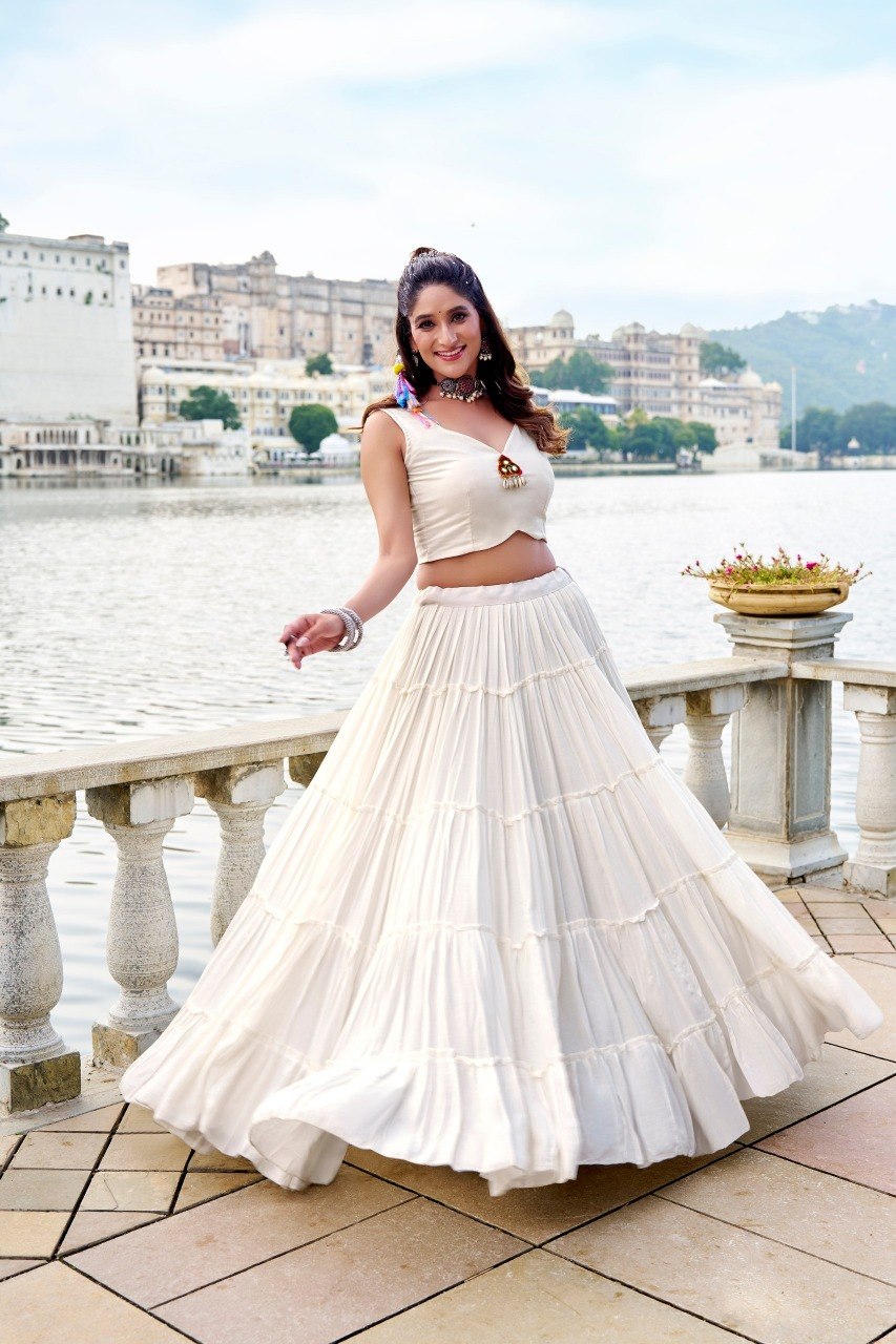 Rajudi Rayon Gamthi Work Lehenga Choli with Jacket