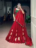 Red Bandhej Print Navratri Lehenga Choli with Gotta Patch Work