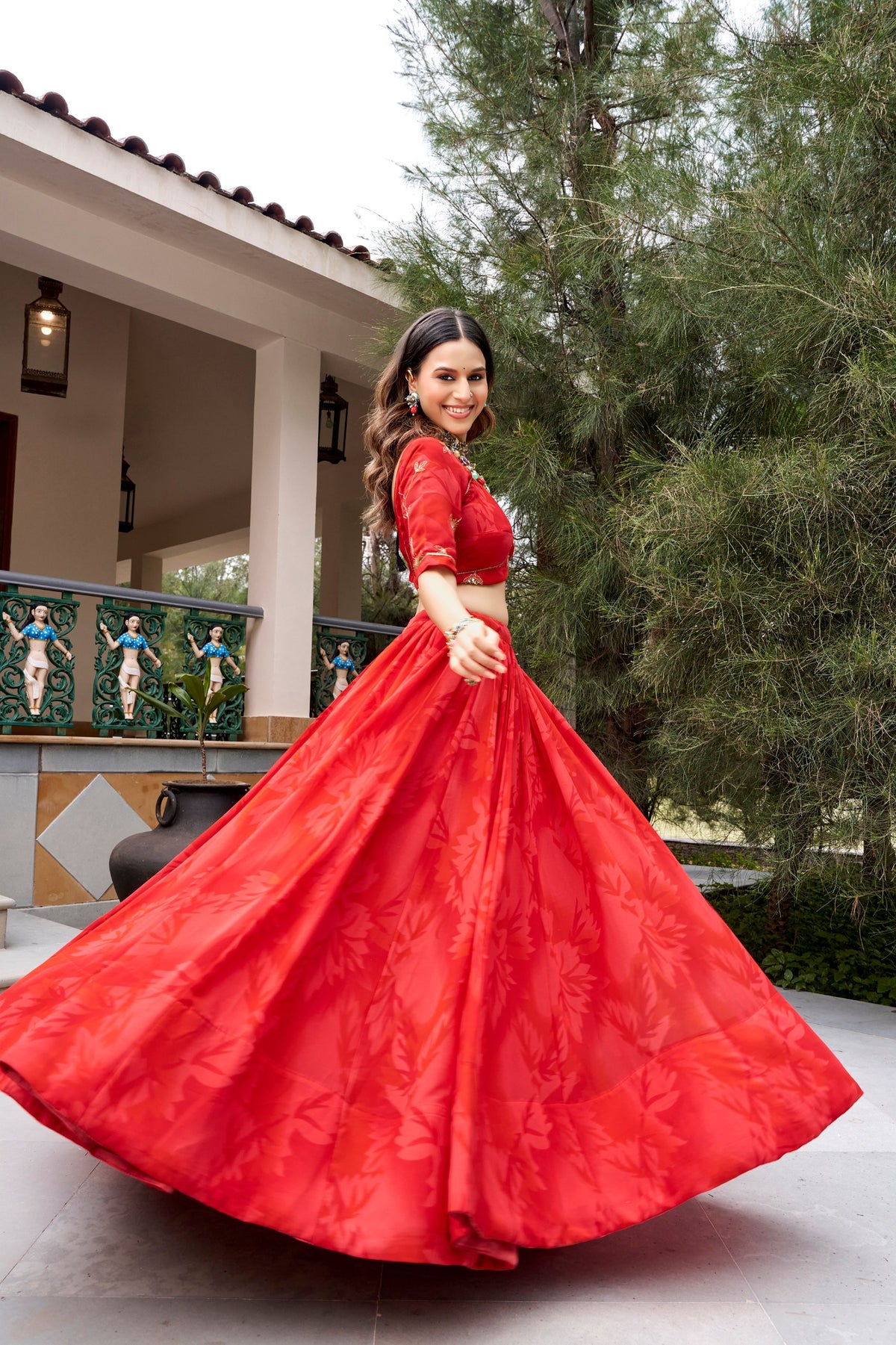 Georgette Lehenga Choli with Sequins and Mirror Work