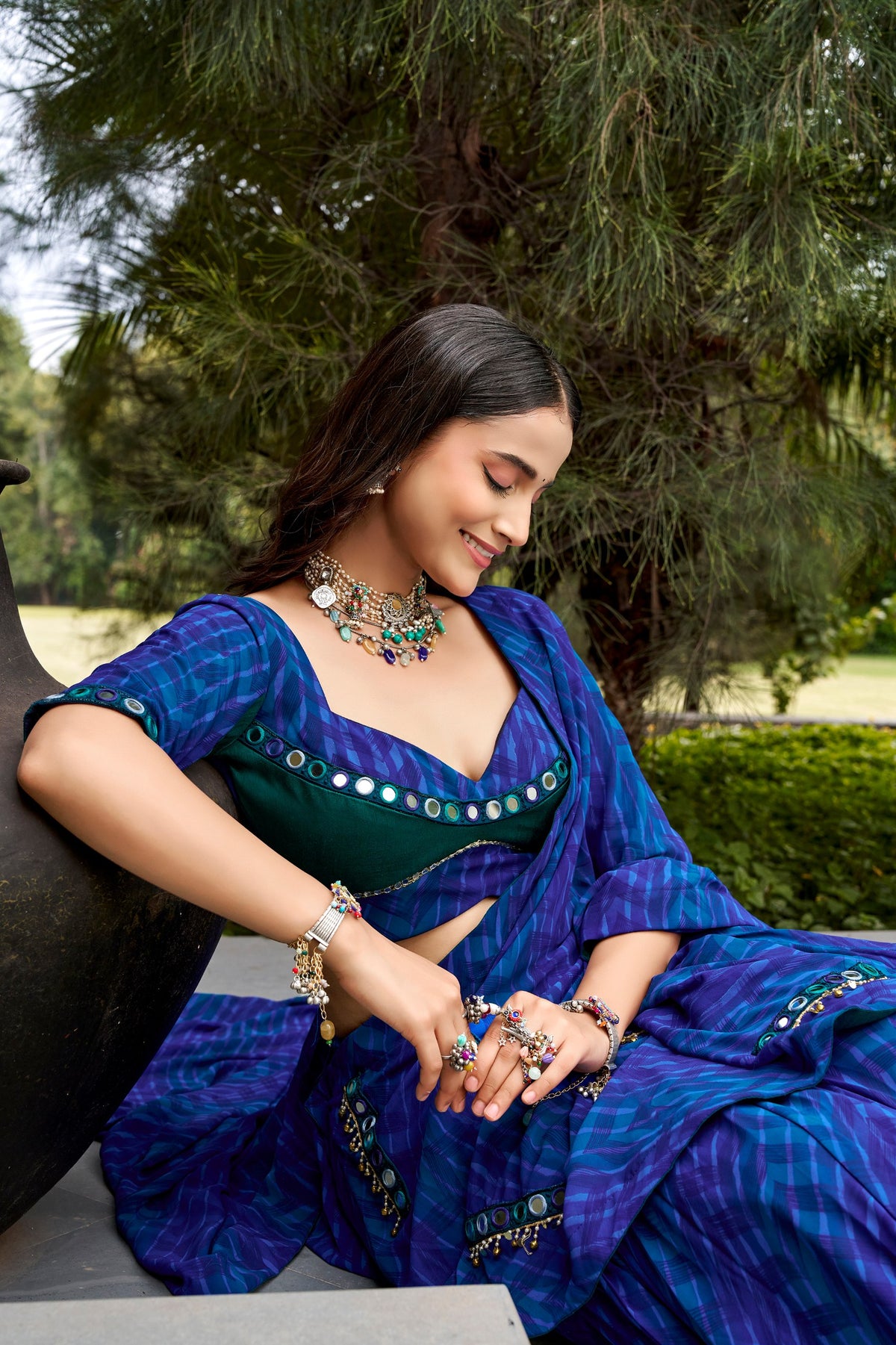 Georgette Lehenga Choli with Sequins and Mirror Work