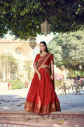 Traditional South Collection Poly Cotton Lehenga Choli in Red