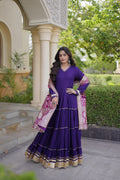 Reyon Gota Patti Gown with Viscose Jacquard Dupatta