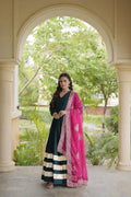 Reyon Gown with Gota Patti Lace Work and Leheriya Printed Georgette Dupatta