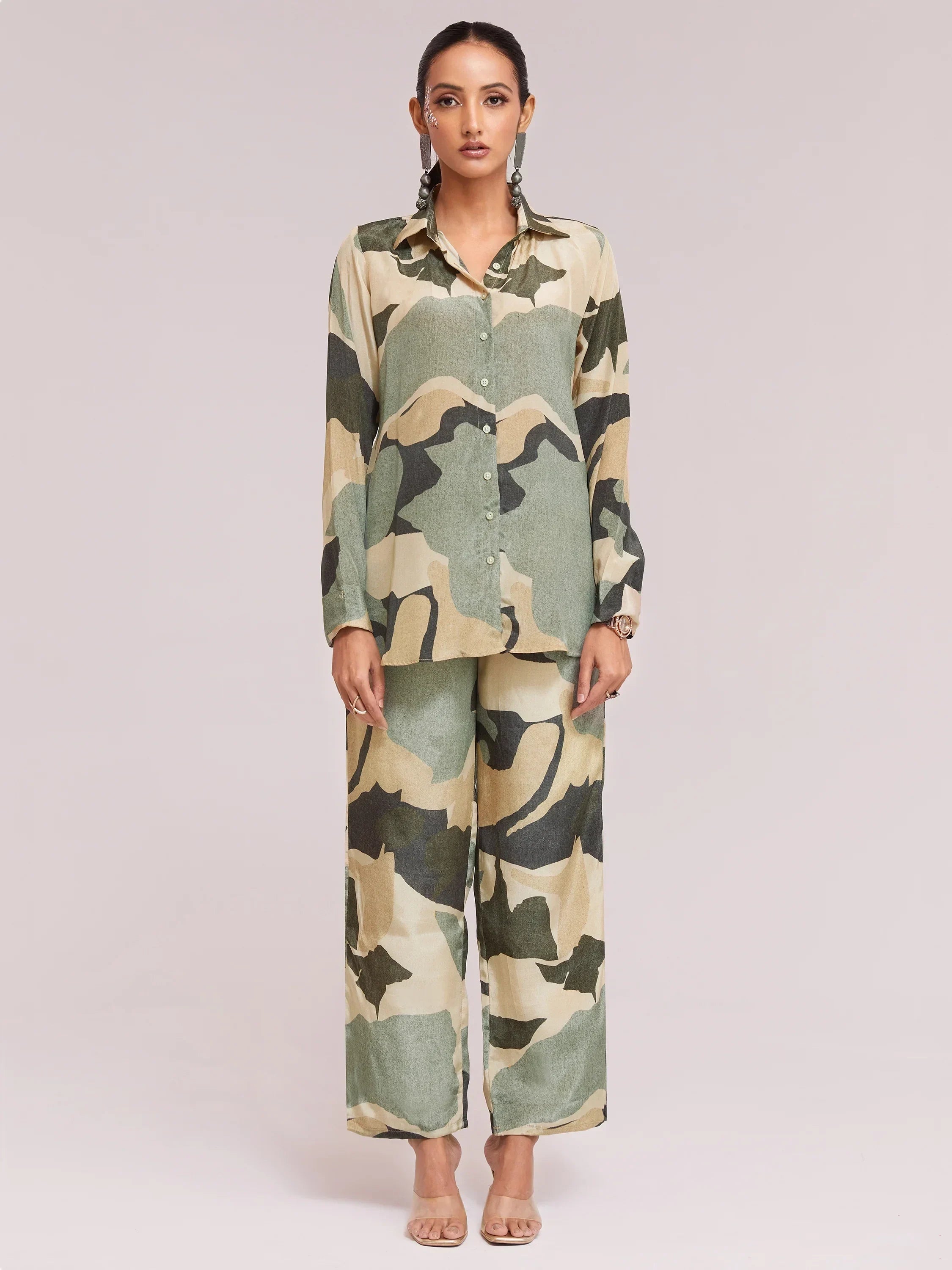 Incredible Multi-Color Digital Printed Crepe Office Wear Co-Ord Set