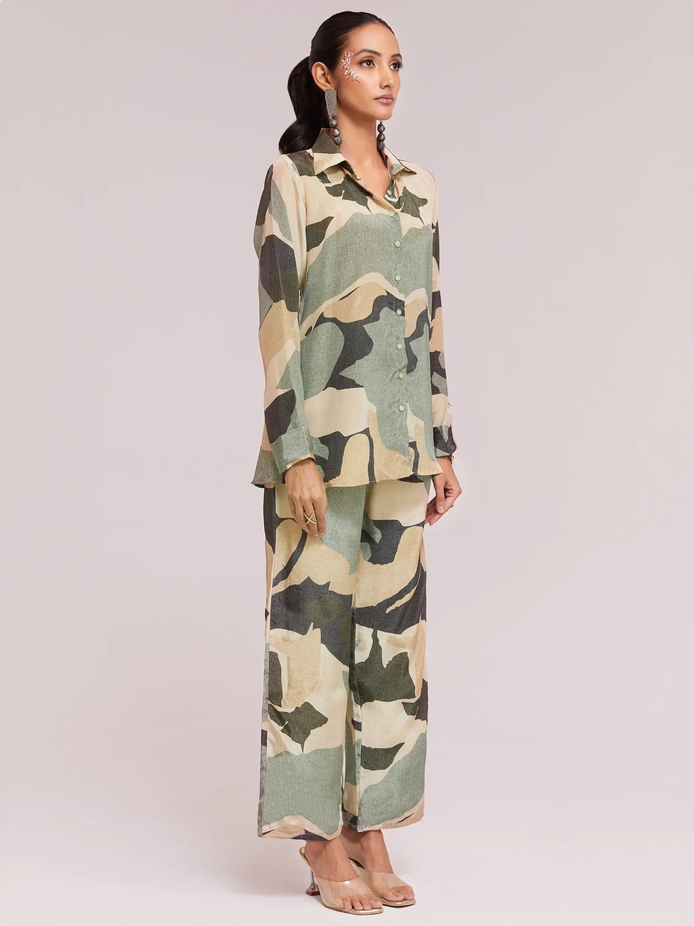 Incredible Multi-Color Digital Printed Crepe Office Wear Co-Ord Set