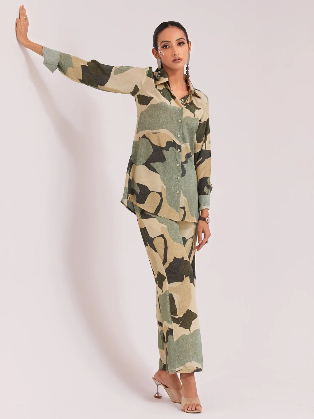 Incredible Multi-Color Digital Printed Crepe Office Wear Co-Ord Set