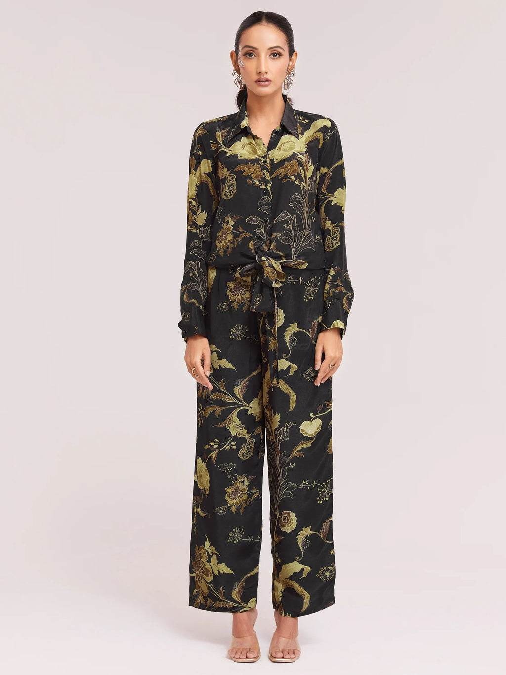 Attractive Black Color Digital Printed Crepe Casual Wear Co-Ord Set