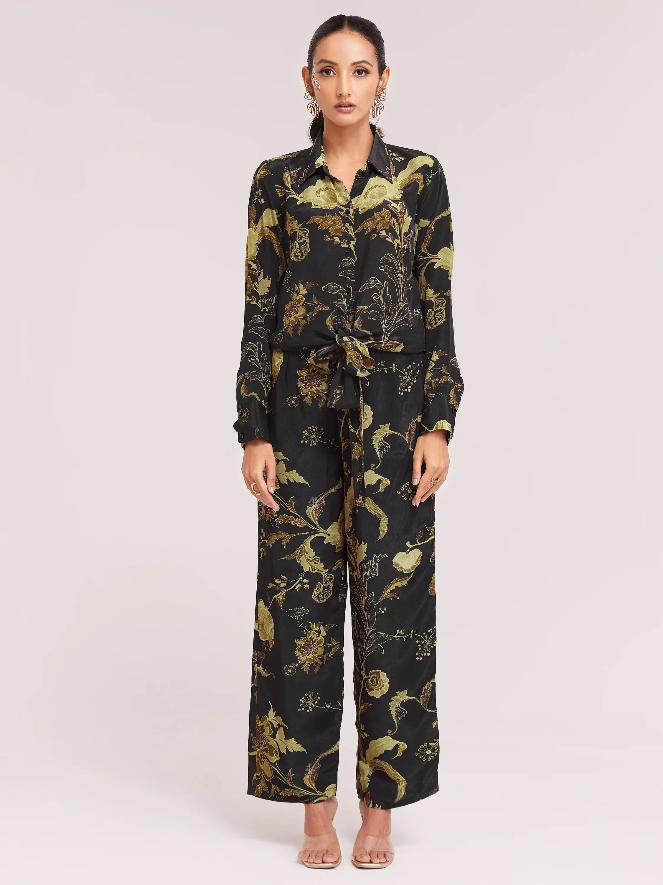 Attractive Black Color Digital Printed Crepe Casual Wear Co-Ord Set