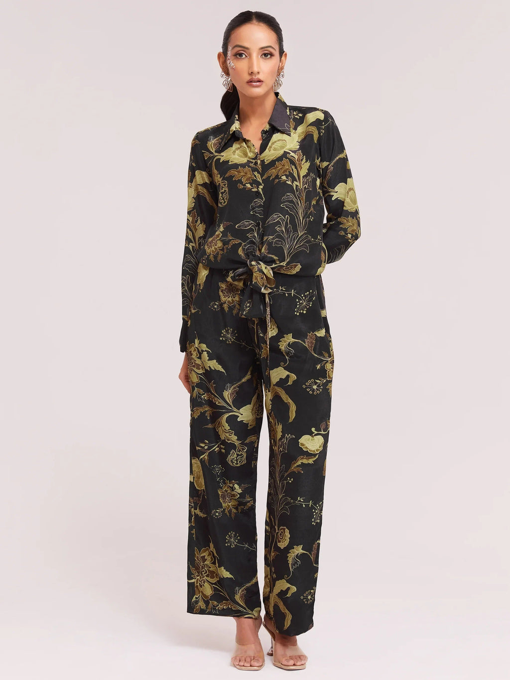 Attractive Black Color Digital Printed Crepe Casual Wear Co-Ord Set