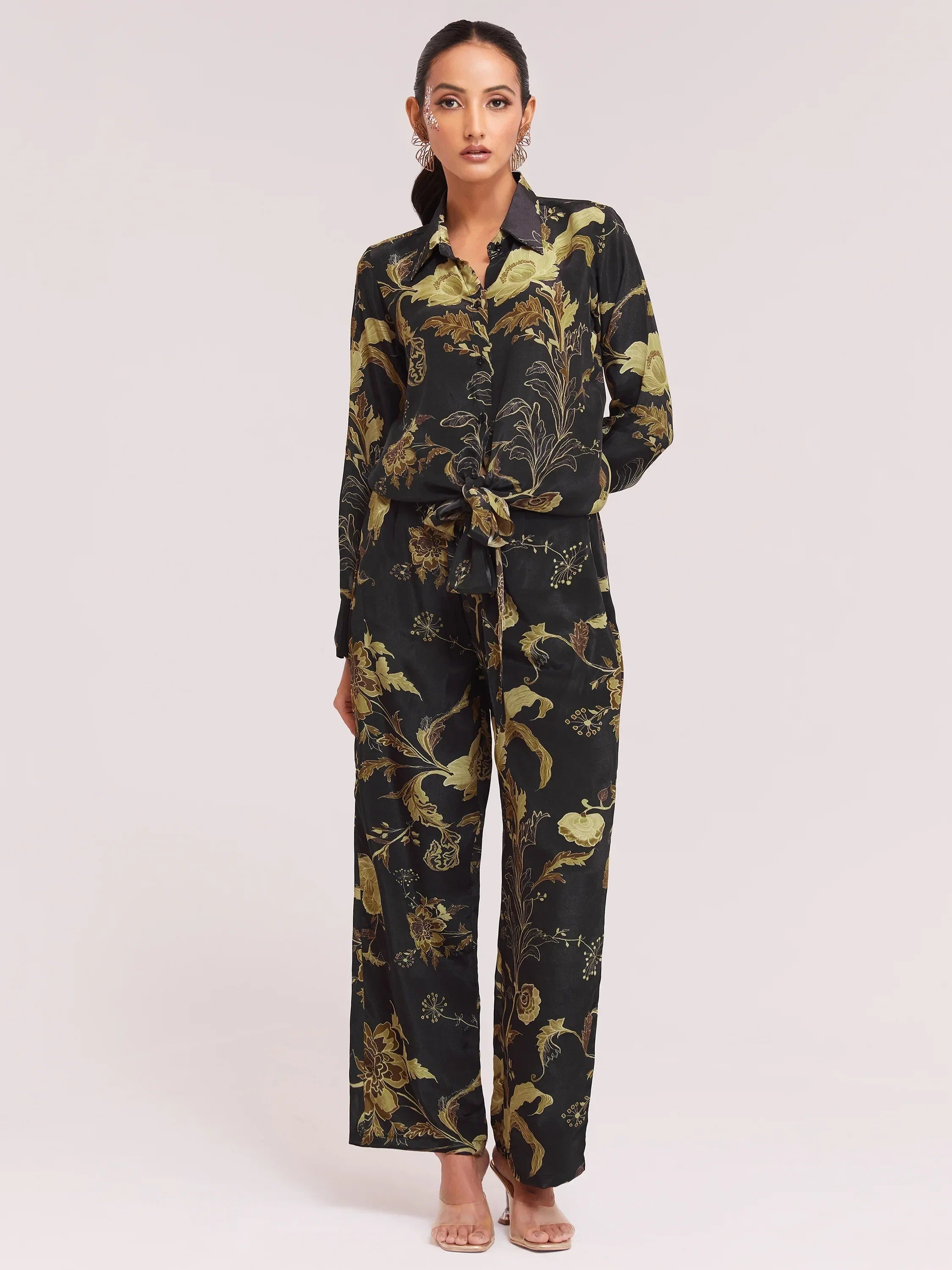 Attractive Black Color Digital Printed Crepe Casual Wear Co-Ord Set