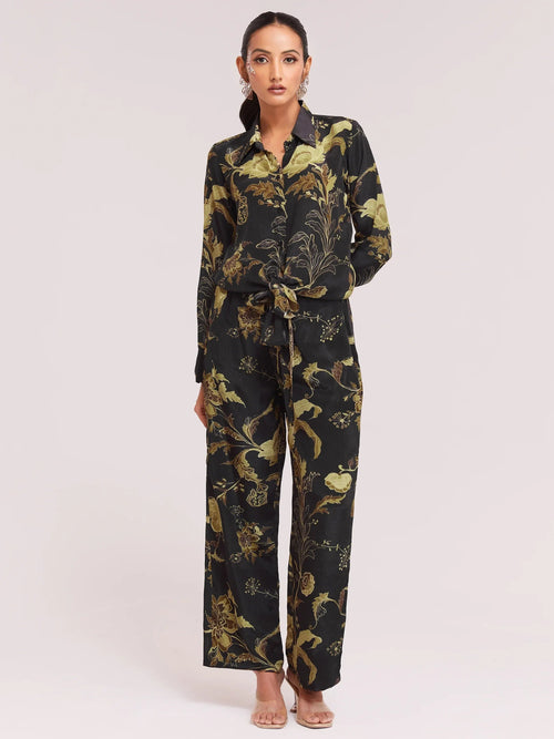 Attractive Black Color Digital Printed Crepe Casual Wear Co-Ord Set