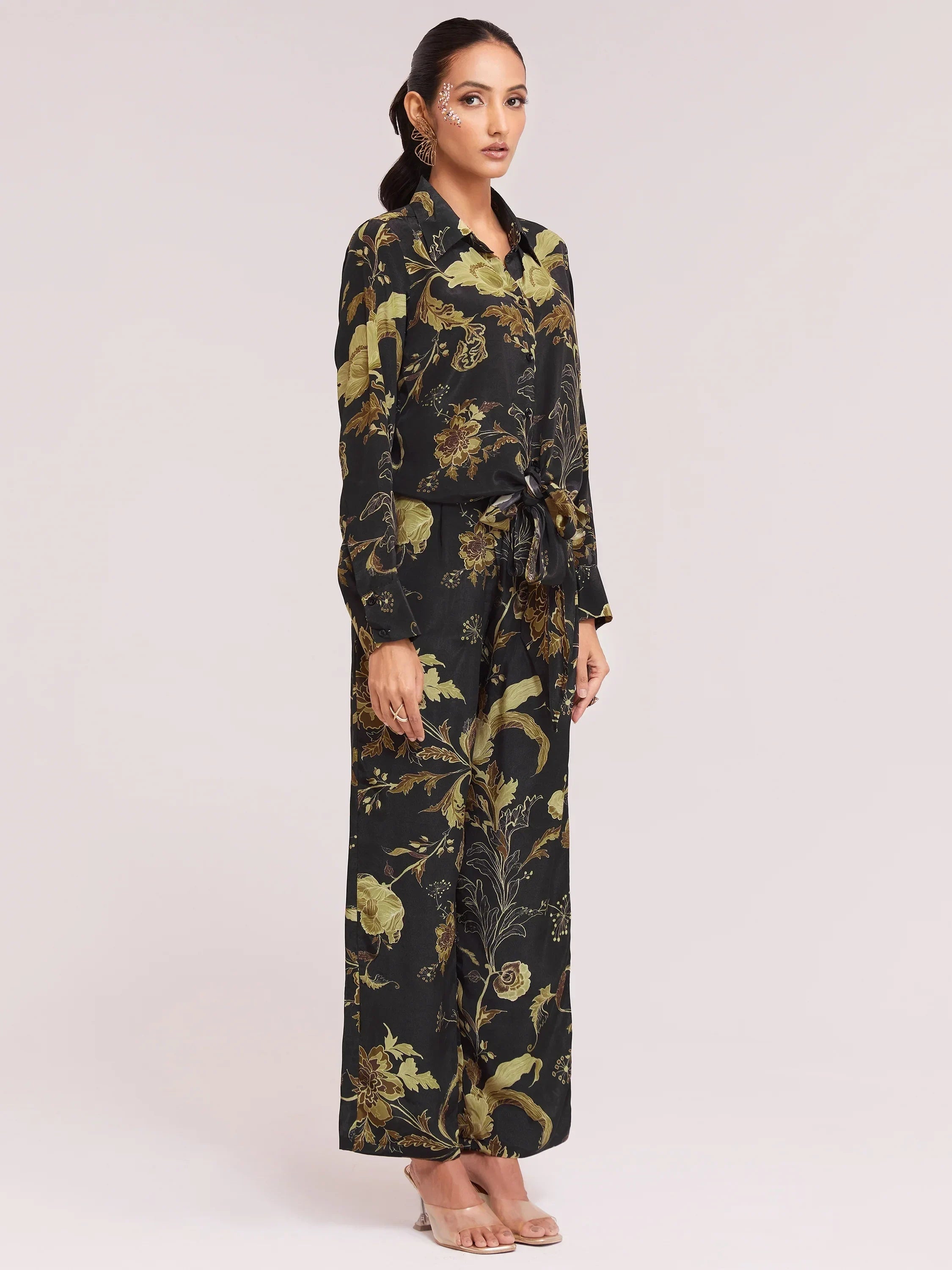 Attractive Black Color Digital Printed Crepe Casual Wear Co-Ord Set