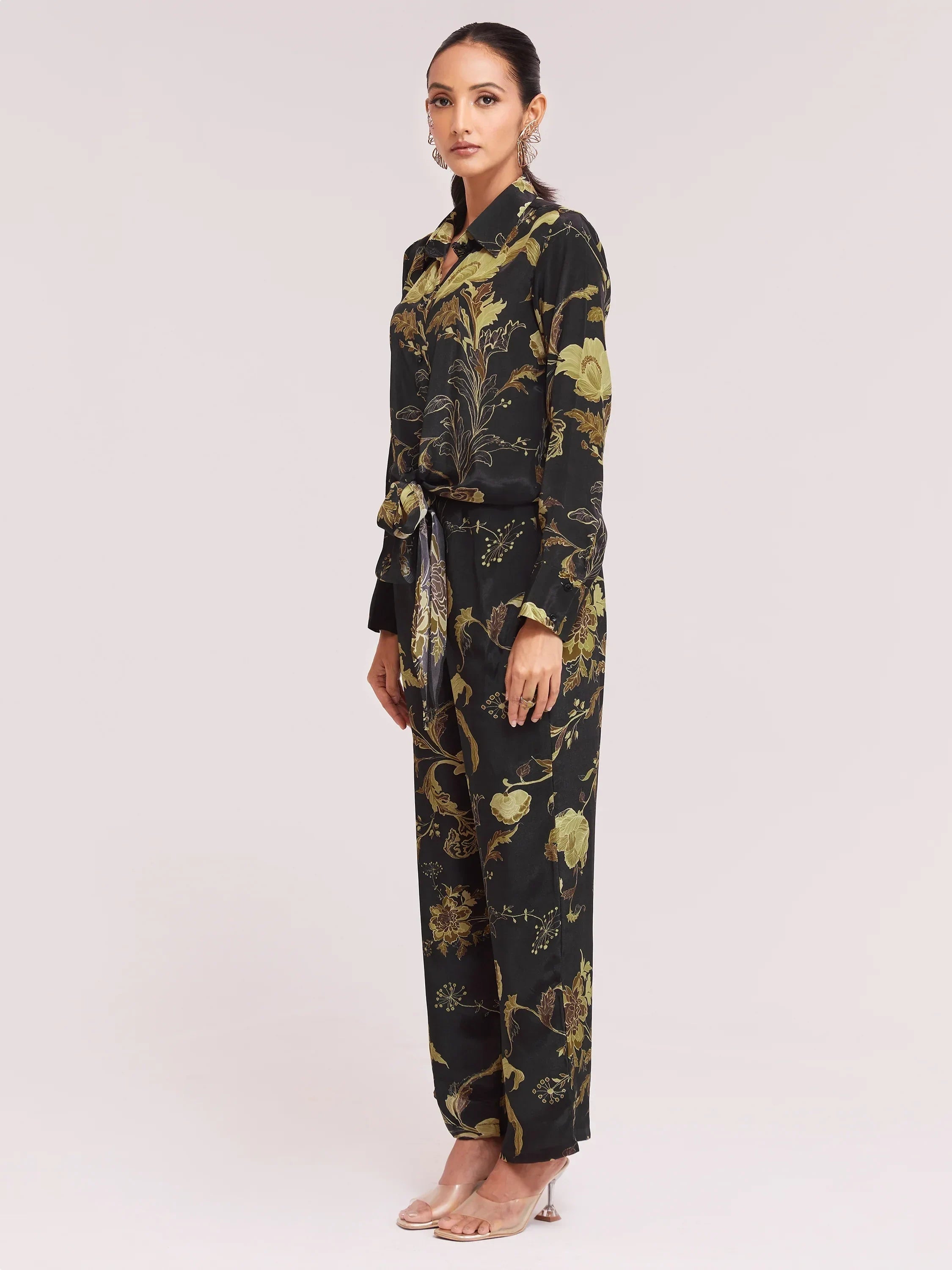 Attractive Black Color Digital Printed Crepe Casual Wear Co-Ord Set