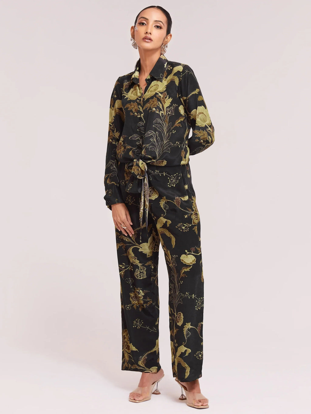 Attractive Black Color Digital Printed Crepe Casual Wear Co-Ord Set