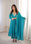 Roman Embroidered Patch Work Gown with Pant and Dupatta
