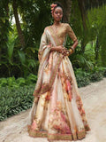 Off White Sabyasachi Off Floral Printed Organza Bridal Lehenga Choli