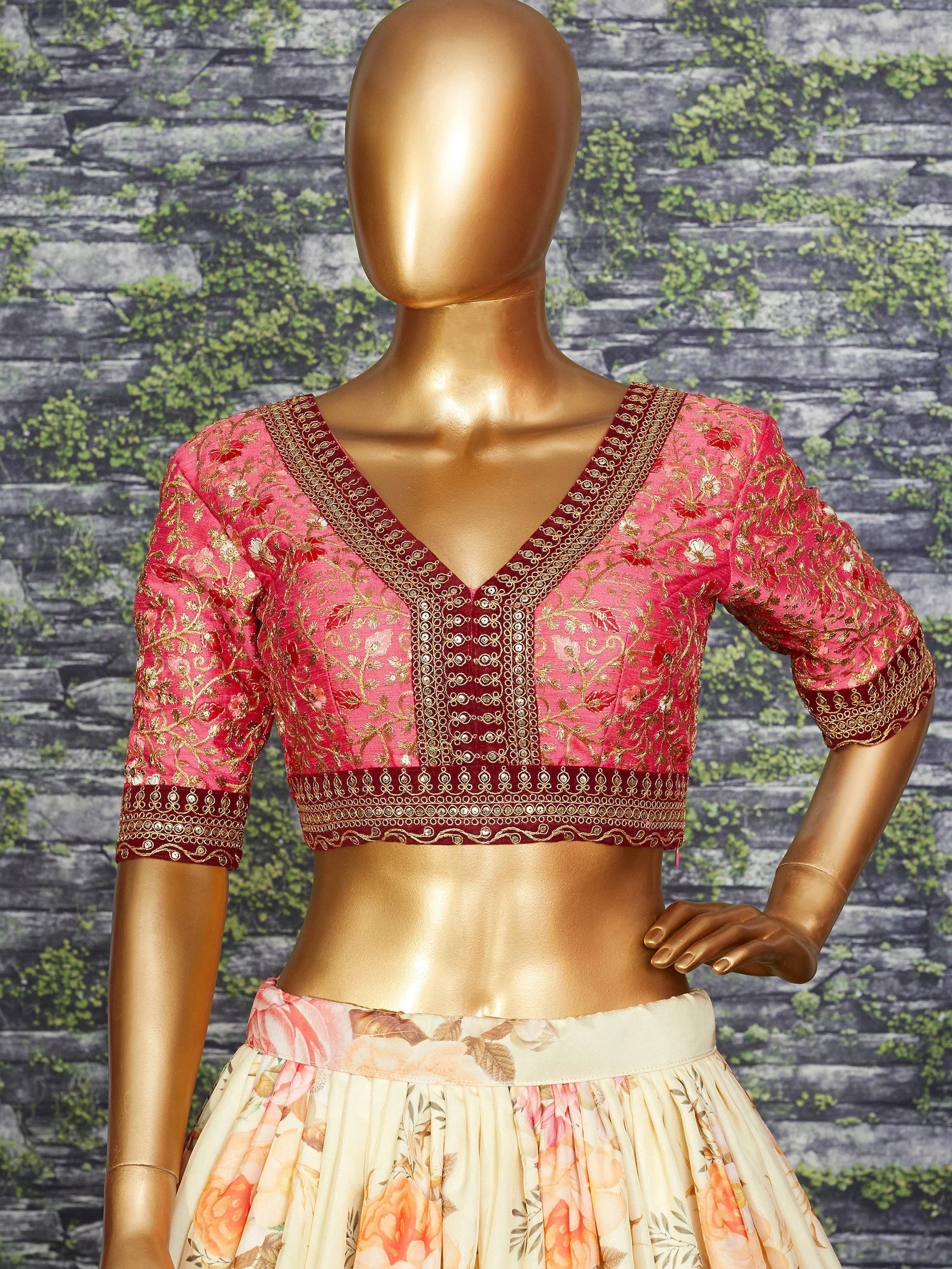 Off White Sabyasachi Off Floral Printed Organza Bridal Lehenga Choli