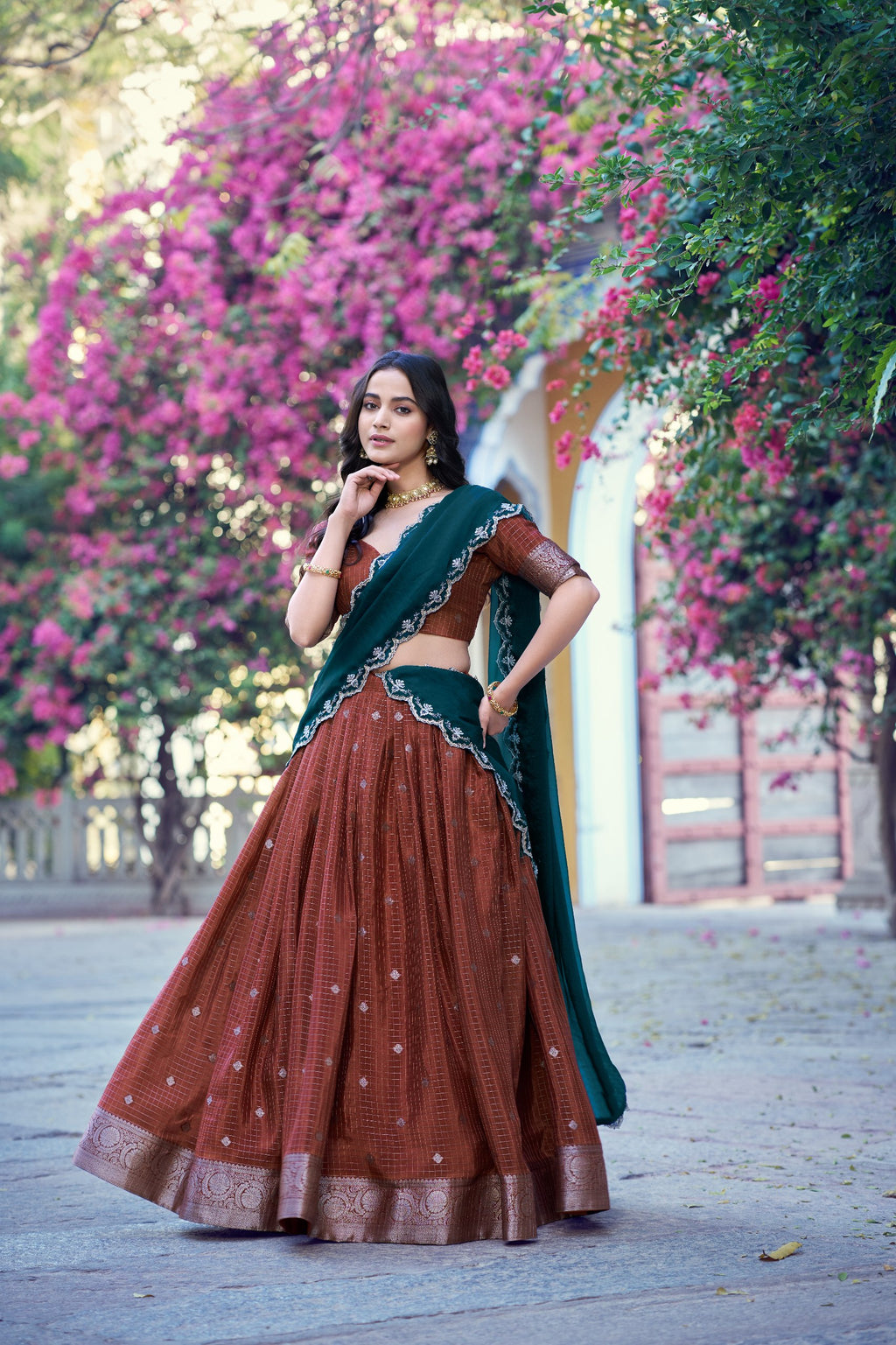 Shreevani Chinon Checks Lehenga Choli