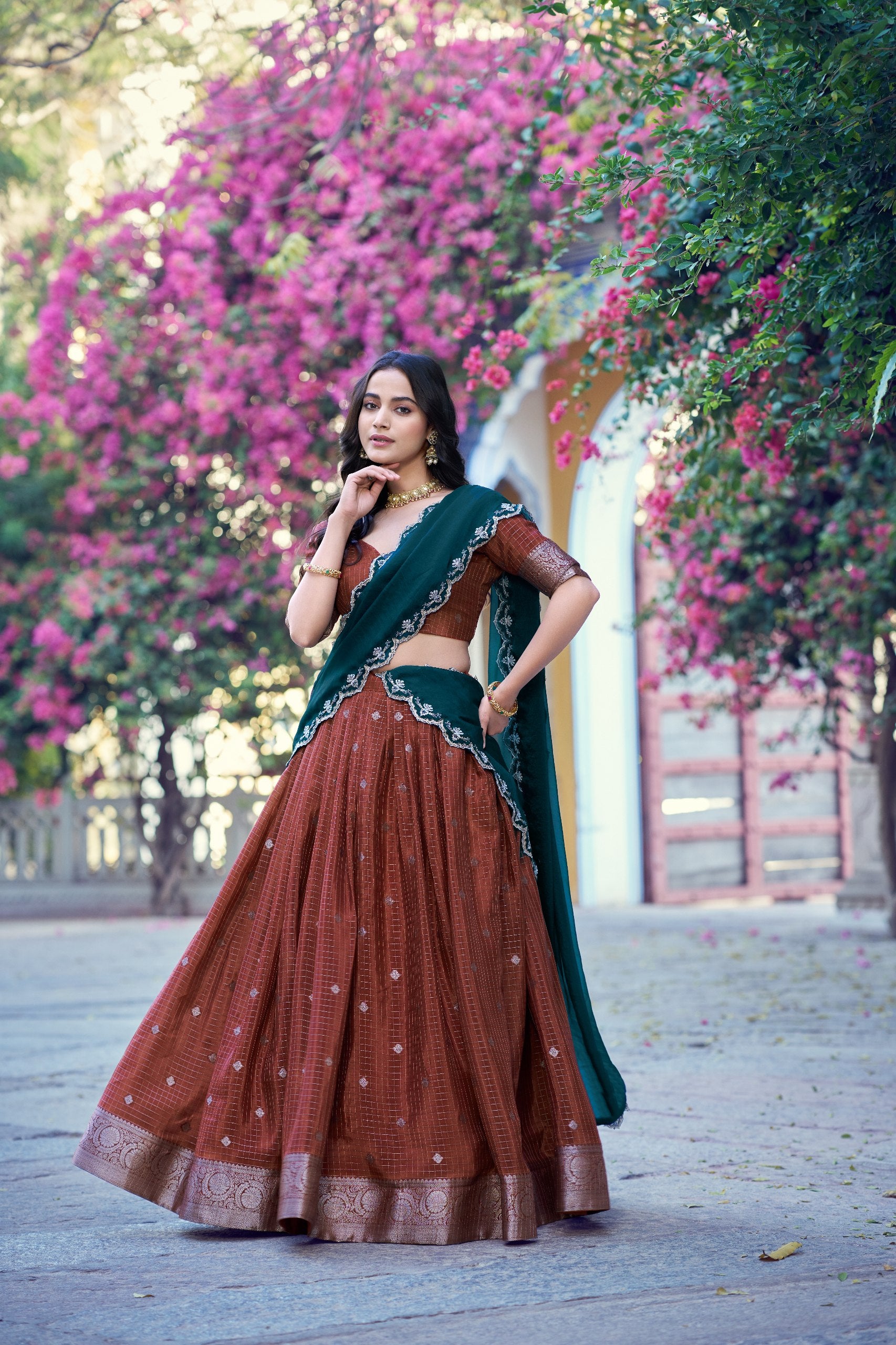 Shreevani Chinon Checks Lehenga Choli